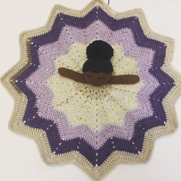 Bedtime Bella gehaakt dekenpatroon, haakpatroon, comfort speelgoedpatroon, Afro-Amerikaanse poppatroon, lieflijk patroon