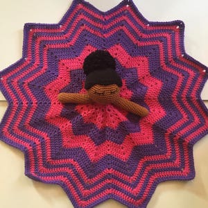 Bedtime Bella Crocheted Blanket Pattern, Crochet Pattern, Comfort Toy Pattern, African American Doll Pattern, Lovey Pattern image 3