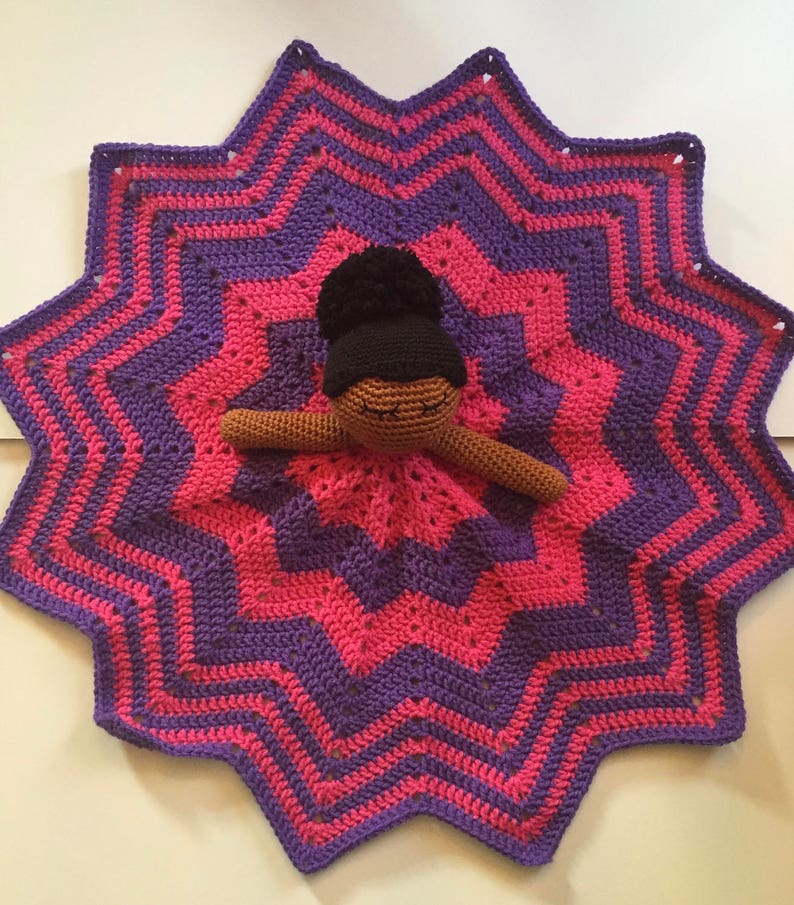 Bedtime Bella Crocheted Blanket Pattern, Crochet Pattern, Comfort Toy Pattern, African American Doll Pattern, Lovey Pattern image 3