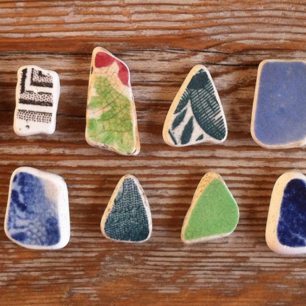 20 Sea pottery shards - beach glass Jewellery, mosaic, art supplies, terrarium