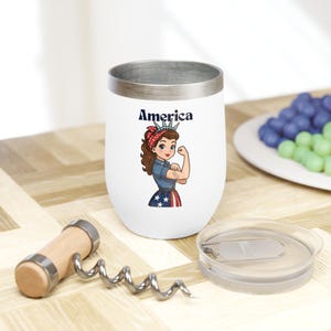Patriotic Wine Tumbler - Cheers to Freedom, USA Lover Gift, 4th of July Party, Wine Lover, Custom Drinkware