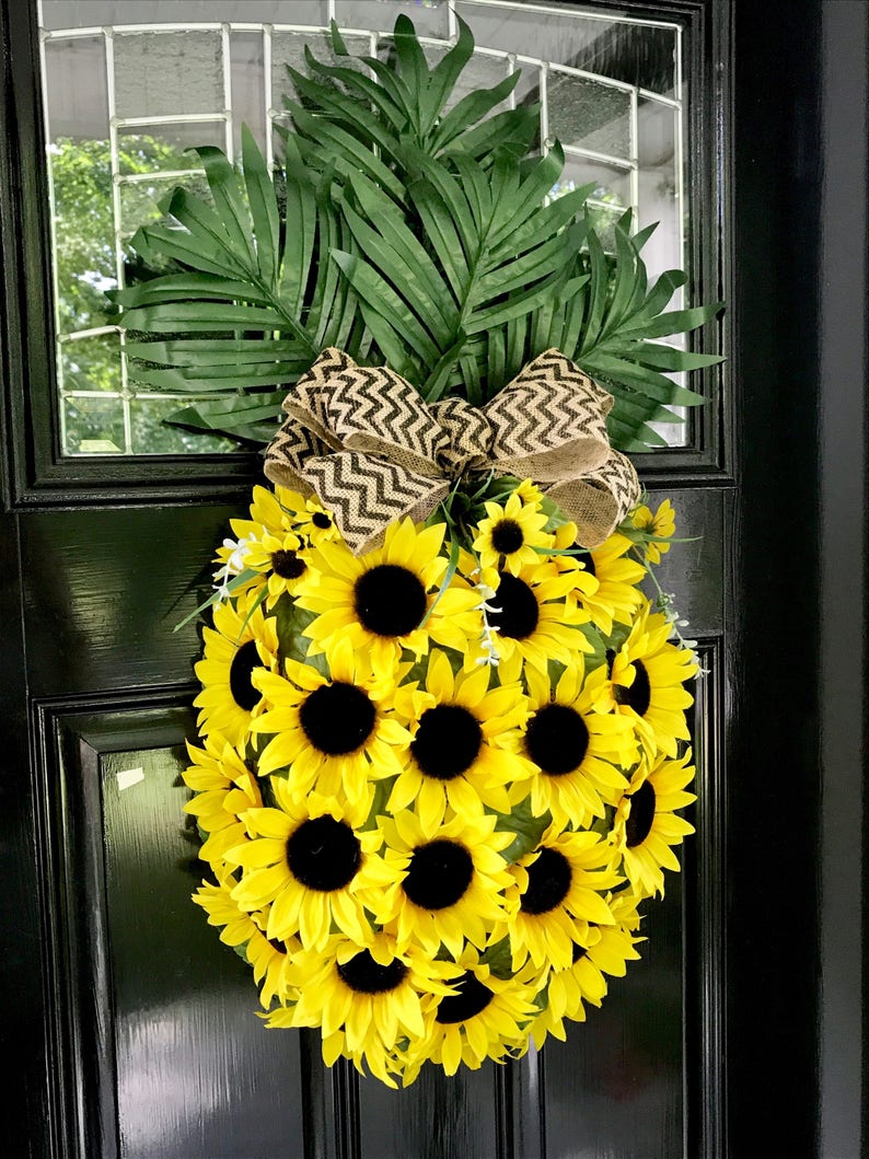 Pineapple Sunflower Wreath Etsy