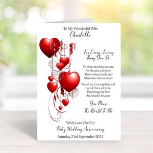 CARTE DE VUX D'ANNIVERSAIRE faite main et personnalisée - format A5 - carte d'anniversaire des 40 ans (rubis) pour femme/mari (AN40)
