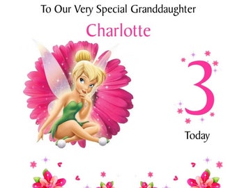 Handmade Personalised Cute Tinkerbell Birthday Card Any Age Daughter Niece