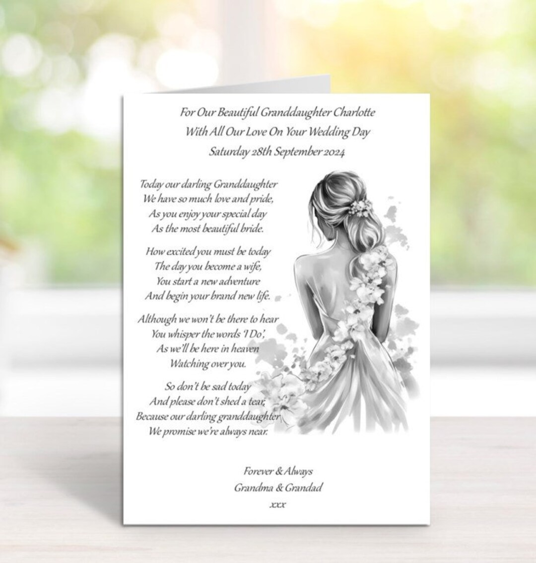 UJIMS Schmink-Spiegel Mit Gravur „To My Granddaughter On Your Wedding Day“ – Faltbar, Beidseitig