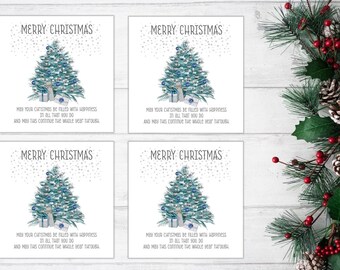 PACK of FOUR Christmas Cards With Matching Envelopes -  6" Square – Lovely Christmassy Design! (C10)