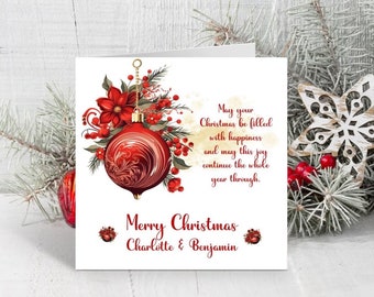 Handmade Personalised 6" Square Christmas Card CH141)