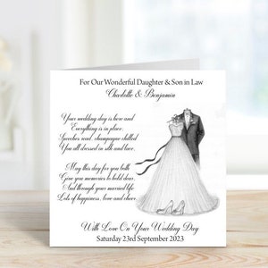 Handmade Personalised 6" Square Wedding Congratulations Card (E111)