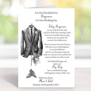 Handmade Personalised A5 Wedding Card To Groom from His Parent/s (C017)