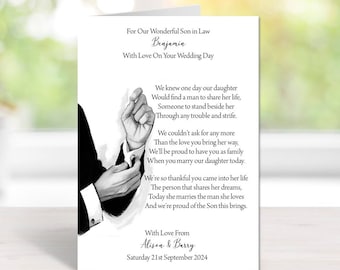WEDDING CONGRATULATIONS CARD – Handmade & Personalised – A5 Size (210mm x 148mm) - To Son in Law (C1D)