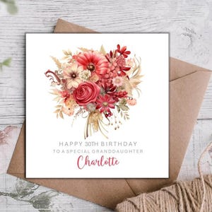 CARTE DE VOEUX D'ANNIVERSAIRE faite main et personnalisée - 6" carré - toute relation - 6" carte carrée (022)