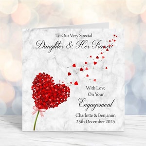 ENGAGEMENT GREETING CARD Handmade and Personalised - 6" Square (148mm x 148mm) - Daughter Son etc - Any Relation (C006)