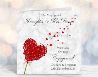 Engagement Greeting Card - Handmade and Personalised - 6" Square - Daughter Son etc - Any Relation - . (006)