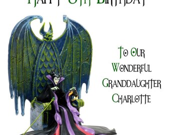Handmade Personalised Birthday Card Maleficent Design -  Any Age