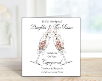 Engagement Greeting Card - Handmade and Personalised - 6" Square - Daughter Son etc - Any Relation - . (040)