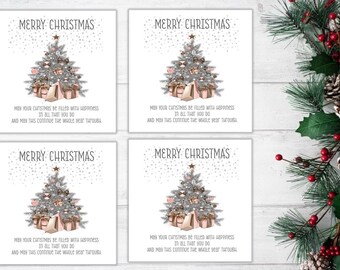 PACK of FOUR Christmas Cards With Matching Envelopes -  6" Square – Lovely Christmassy Design! (C09)