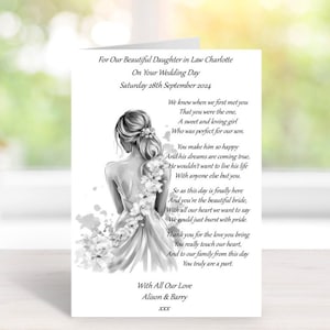 Handmade Personalised A5 To Daughter In Law On Her Wedding Day Card (C726)