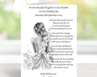 Handmade Personalised A5 To Daughter In Law On Her Wedding Day Card (C726)