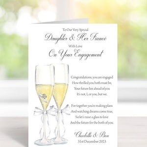 ENGAGEMENT GREETING CARD Handmade and Personalised - A5 Size (210mm x 148mm) - Daughter Son etc - Any Relation (C850)
