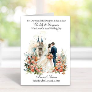 CARTE DE FÉLICITATIONS POUR MARIAGE - Fait main et personnalisé - Format A5 (210 mm x 148 mm) - Toutes tailles - Avec enveloppe assortie (028)
