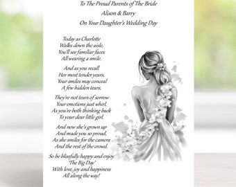 WEDDING GREETING CARD For Parents of the Bride/Groom - Handmade and Personalised - A5 Size (210mm x 148mm) - (C006)