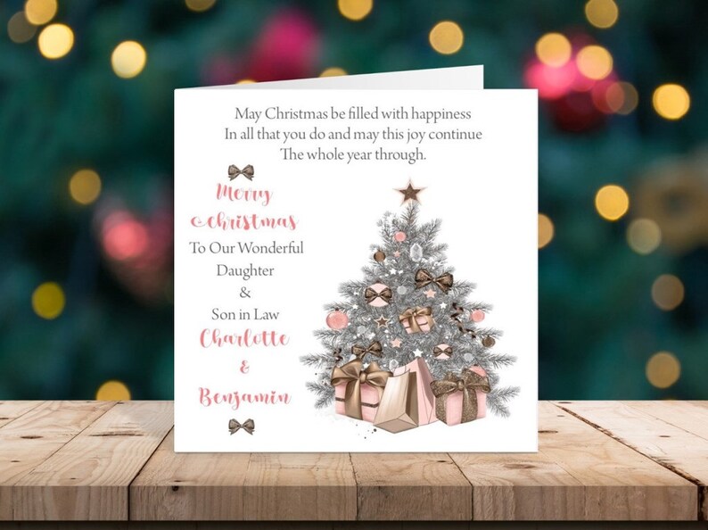 Handmade Personalised 6 Square CHRISTMAS Card with Matching Envelope Daughter Son Granddaughter Grandson Sister Brother etc CH1 image 2