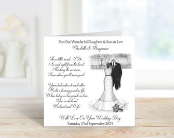Handmade Personalised 6" Square Wedding Congratulations Card (E113)