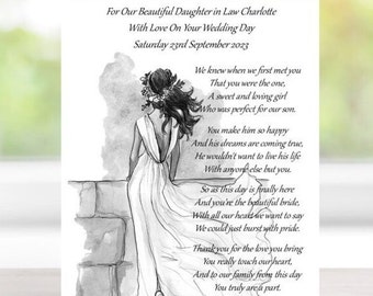 Handmade Personalised A5 To Daughter In Law On Her Wedding Day Card (E707)