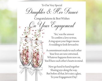 Engagement Greeting Card - Handmade and Personalised - A5 Size (210mm x 148mm) Any Relation - . - (E842)