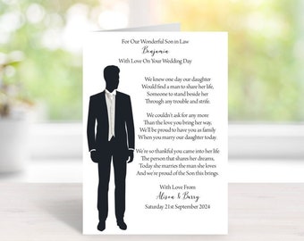 Handmade Personalised A5 To Son in Law On His Wedding Day Card (C905)
