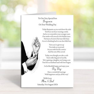 Handmade Personalised A5 Wedding Card To Groom from His Parent/s (E732)