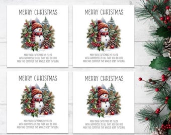 PACK of FOUR Christmas Cards With Matching Envelopes -  6" Square – Lovely Christmassy Design! (C18)