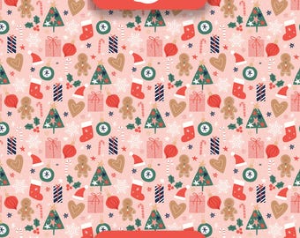 Christmas Gingerbread & Candy Cane Seamless Pattern | Festive Holiday Digital Paper | Surface Pattern Design Download