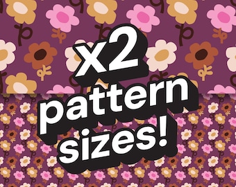Retro Daisy Floral Seamless Pattern | Vintage Flower Digital Paper | Surface Pattern Design Download