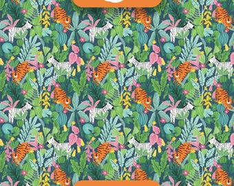 Motivo senza cuciture Safari Chic / Animali della giungla, foglie tropicali (download digitale)