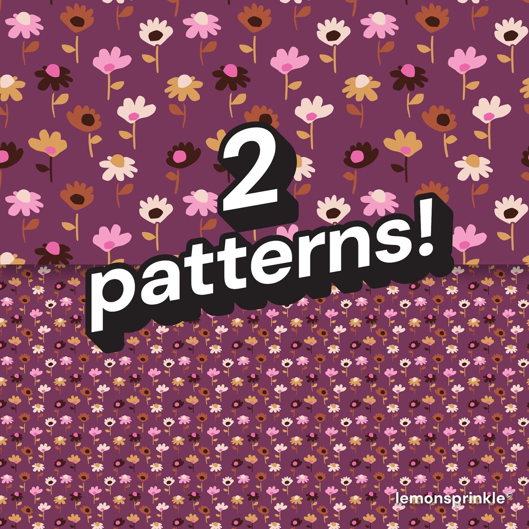 Retro Daisy Floral Seamless Pattern | 2 Sizes Digital Download | Fabric ...