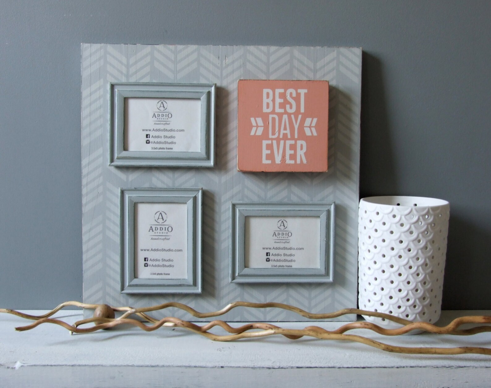 34 Photo Frame Collage w/ Frames and Plaque. Wood Etsy