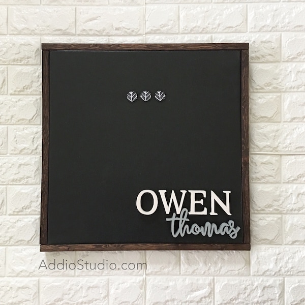 Personalized Square Magnet Board, Black Magnetic Bulletin Board with name, Framed Message Board, Memo Board, Photo Board, 4 sizes available