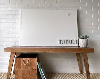 Personalized White Magnet Board, Magnetic Bulletin Board with name, Playroom wall organizer , Kids Art Display Board, Vision Board, 12 sizes