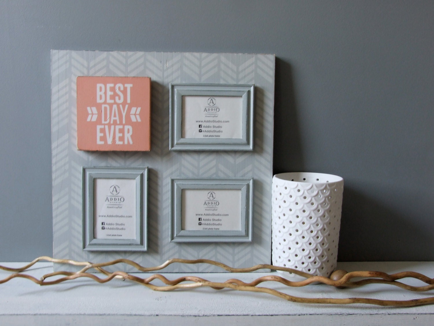 34 Photo Frame Collage w/ Frames and Plaque. Wood Etsy