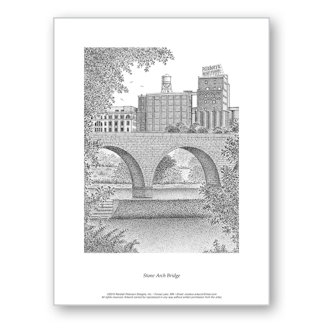Barkskibet Lindemans Bygget 1869 石版画 Stone Arch Bridge - Unmatted & Matted Limited Edition Prints - Etsy