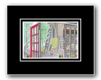 Courtyard Memories - Matted Limited Edition Print