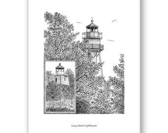 Long Island Lighthouses - Unmatted & Matted Limited Edition Prints