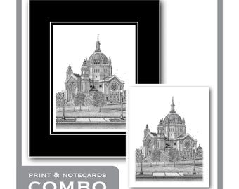 Combo Cathedral of Saint Paul - Matted Limited Edition Prints & Package of 8 Matching Notecards