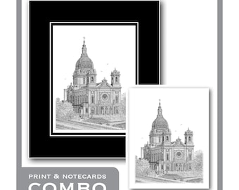 Combo Basilica of Saint Mary - Matted Limited Edition Prints & Package of 8 Matching Notecards