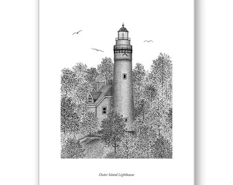 Outer Island Lighthouse - Unmatted & Matted Limited Edition Prints