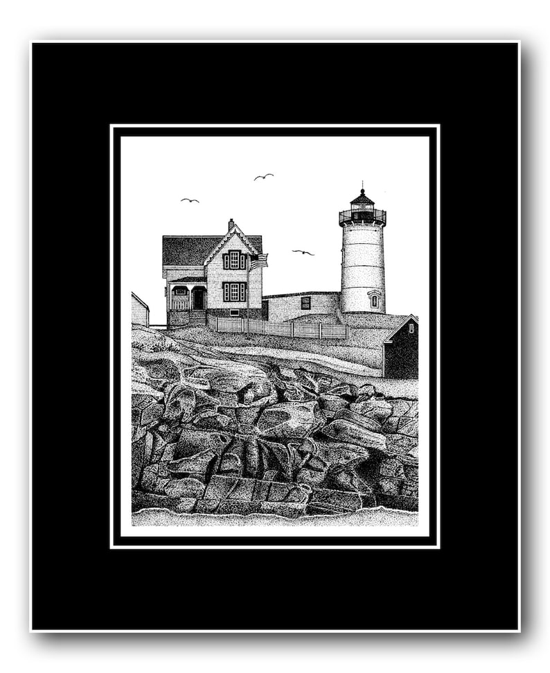 Cape Neddick nubble Lighthouse Matted Limited Edition Print Etsy