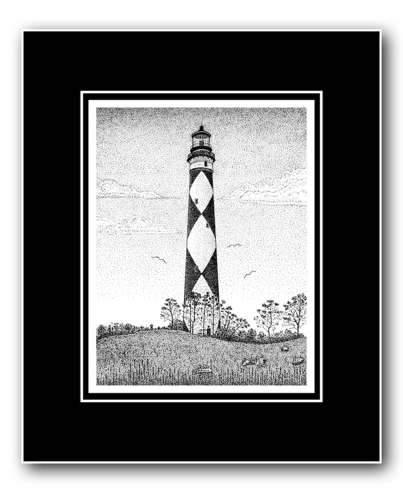 Cape Lookout Lighthouse Matted Limited Edition Print Etsy
