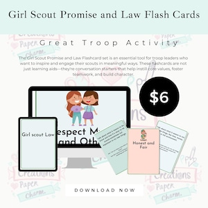 Girl Scout Promise  Law Flashcards - Interactive Troop Meetings