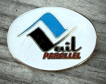 1980's VAIL "PARALLEL" Ski Pin, COLORADO Beaver Creek, Eagle Avon, Vintage Souvenir, Travel Badge